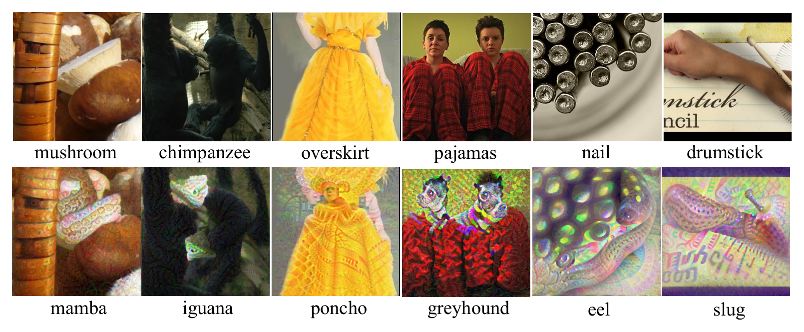 Image editing: original images above, DSF-edited outputs below.